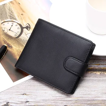 Męski portfel portfele ze skóry naturalnej Męski Krótki projekt biznes cienkie posiadacze kart kredytowych Hasp kopertówka portfel z kieszonką na monety męski