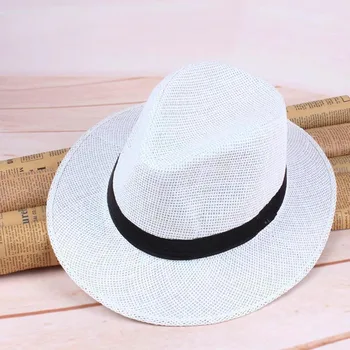 Męskie Słomkowy Kapelusz ręcznie kowbojski czapka Summer Beach Travel Sunhat XRQ88