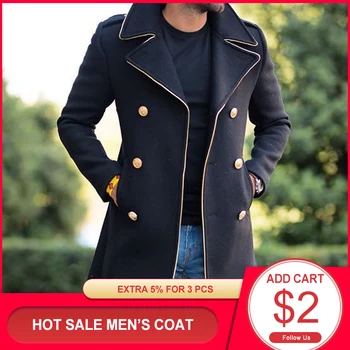 Męskie długie kurtki jesienne wełniany płaszcz z długim rękawem przycisk moda klapy retro odzież Męska 2020 nowe mieszanki casual zimowa odzież wierzchnia