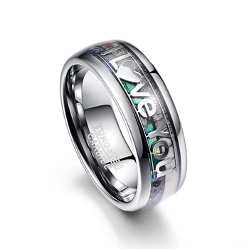 Męskie pierścień 8 mm szerokości pierścienia ze stali wolframu I Love You Letters T089R biżuteria dla mężczyzn obrączki Darmowa wysyłka nie ma minimalnego zamówienia