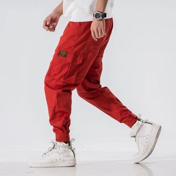 Męskie spodnie cargo moda temat hip-hop spodnie mężczyźni na co dzień Tatical strój sportowy ulica odzież Spodnie kieszenie boczne army zielony 5XL