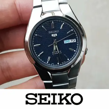 Mężczyzna automatyczny zegarek Seiko 5 SNK603K1 dial niebieski stalowy 38 mm automatyczne zegarki męskie niebieskie pokrętło ze stali nierdzewnej bransoletę