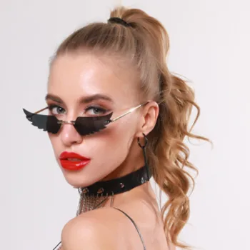 NAUQ fashion colored cat eye okulary kobiety 2020 luksusowej marki punk bezramowe okulary soczewki gradientu osobowość skrzydło gafas