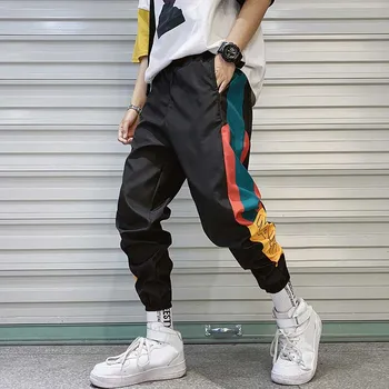 NEEDBO hip-hop meble ubrania Męskie spodnie łączenie biegaczy casual męskie spodnie cargo spodnie High Street elastyczny pas spodnie mężczyźni