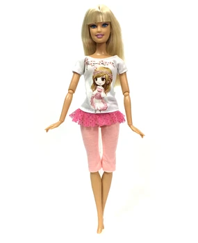 NK 6 szt. /kpl. кукольная ubrania handmade modna krótka sukienka kreskówka ładny wzór strój dla lalki Barbie akcesoria dziewczynka