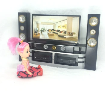 NK One Set Fashion Doll Hi-Fi-TV Theatre Set domek dla lalek meble wystrój wnętrz akcesoria dla lalki Barbie dla lalki Monster High
