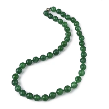 Najlepsze sprzedaży naturalny zielony chalcedon 10 mm okrągłe koraliki naszyjnik biżuteria naszyjnik DIY Projekt węzeł kobiet naszyjnik prezent świąteczny