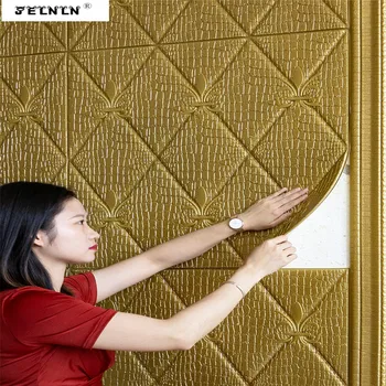 Naklejki 3d na ściany twórczy TV tło europejski styl tapety salon sypialnia naklejki miękkie pakiet wypadku pianki ściany naklejki