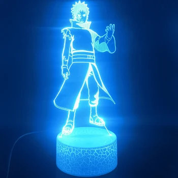 Naruto Uchiha przez magerman anime manga 3D lampa na baterie wielokolorowy z pilotem lampka Usb Lampara Led Night Light lampa