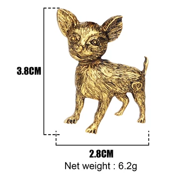Newei Aluminiowe Powlekane Antyczne Złoto Chihuahua Pies Broszki Piękne Zwierzęta, Ubrania, Biżuteria Dla Kobiet, Dziewczyna, Kochanka Partii Prezent Akcesoria