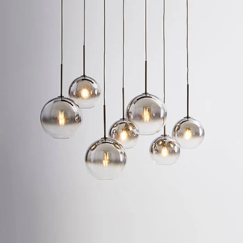 Nordic Modern LED lampa wisząca oświetlenie srebro złoto galwaniczne szklana kula wisząca przemysłowa lampa salon