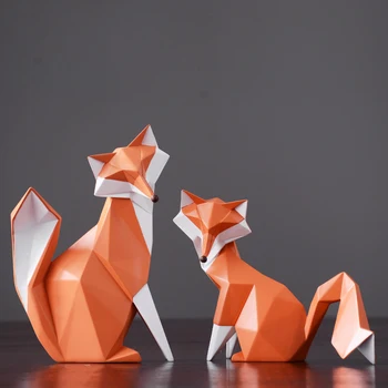 Nordic nowoczesne abstrakcyjne geometryczne Fox rzemiosła planszowe kreatywne dekoracje do biura dekoracji domu zwierząt żywicy rzemiosła