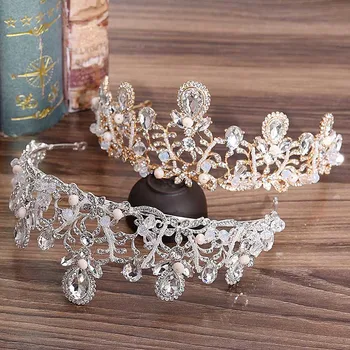 Nowa diadem dla noiva panny młodej w luksusowym stylu Kryształ perły rhinestone kwiat korony metalowe naszyjnik kobiety biżuteria kwiat do włosów VL