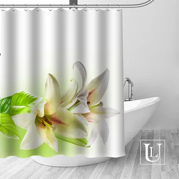 Nowa dostawa wykonany na zamówienie kwiat orchidei kurtyna do mycia poliestrowa tkanina zasłony łazienkowe haczyki formy stały wystrój łazienki