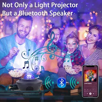 Nowa galaktyka gwiazd lampka nocna LED Star Projector Night Light Ocean Wave projektor z muzyką głośnik Bluetooth pilot zdalnego sterowania
