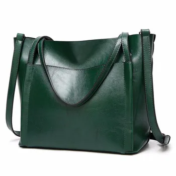 Nowa moda olej wosk skórzana damska torebka torba miękka skóra damskie torby kurierskie czarny zielony casual torba damska torba na ramię