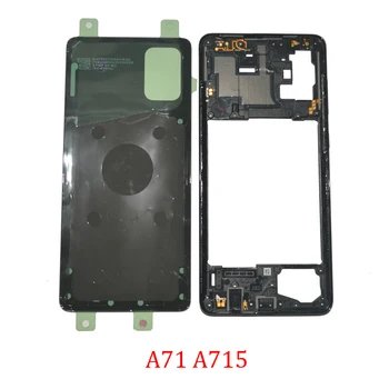 Nowa średnia ramka tylna pokrywa dla Samsung Galaxy A71 A715 A715F oryginalna obudowa telefonu średnia podwozie z tylnym panelem obudowy część