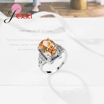 Nowe Unikalne Niesamowite Piękne Pierścionki Ze Srebra Próby 925 Z Orange Owalnym Kryształem, Biżuteria Prezent Dla Kobiet