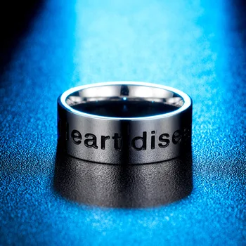 Nowe męskie pierścień Medical Alert ID pierścień palec cukrzycowej astma awaryjne stal nierdzewna 8 mm szerokość kolor srebrny biżuteria