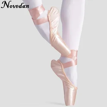 Nowe satynowe płócienne pointe z taśmą i żelowej powierzchnię do nóg dziewczyny damskie różowe profesjonalne baletowe, taneczne pointe