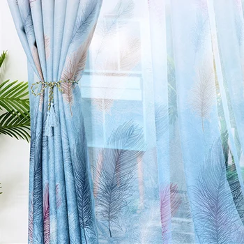 Nowoczesne fioletowe niebieskie wyświetlacze grube zasłony firany obróbka okien do salonu, sypialni francuskie dekoracje do domu
