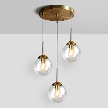 Nowoczesny szklany balon lampy wiszące E14 Gold LED lampa wisząca w stylu Vintage Decor Lighting oprawa do salonu sypialni kuchni loftu