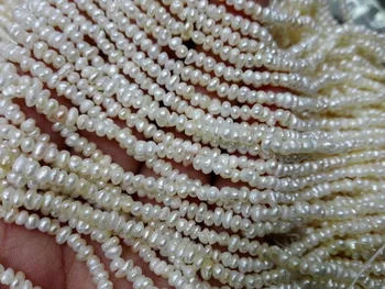Nowy 3-4mm naturalne słodkowodne perły 35cm jedno pasemko Wolna koralik 14
