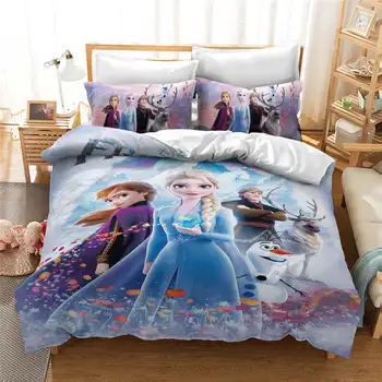Nowy 3D mrożony 2 Elsa Anna koc poszwa dla dziewczyn wystrój sypialni Twin rozmiar pościeli królowa król narzuta двуспальное pościel