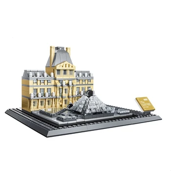 Nowy 821 szt. WANGE Architecture Series France Louvre Building Blocks zestawy klockow klasyczny krajobraz miejski krajobraz model zabawki dla dzieci
