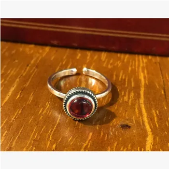 Nowy 925 Srebro Czerwony Kryształ Pierścienie Dla Kobiet Regulowany Rozmiar Palec Pierścień Dziewczyny Partia Dekoracje Ślubne