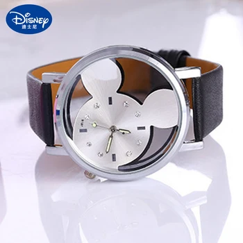 Nowy Disney Mickey Mouse Prosty Zegar Zegary Świąteczne Dwustronne Puste Rhinestone Waga Pasek Ze Stali Nierdzewnej Zegarek Dla Dzieci Prezent