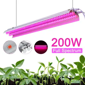 Nowy LED Grow Lights 200W Full Spectrum Growing Lamp LED Lighting 50cm Double tube plant chandelier dla hydroponicznych roślin doniczkowych