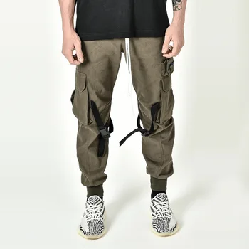 Nowy bawełniany kombinezon męskie spodnie do biegania męskie uliczne koszykówki sportowe spodnie multi-pocket sportowe spodnie