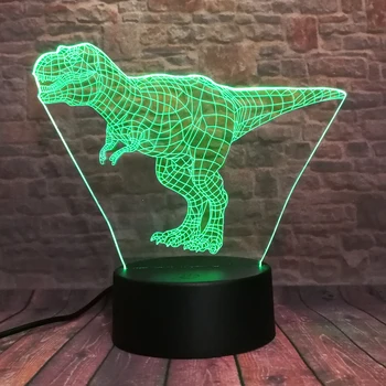 Nowy i potężny 3D Tyranozaur Rex Dinozaur, Smok Park Jurajski 7 zmiana koloru nocne chłopcy sypialnia wystrój dzieci Urodziny