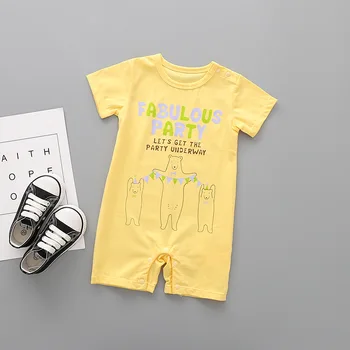 Nowy kombinezon dziecięcy noworodka denim żyrafa słoń druku Baby Boy piękna letnia odzież kreskówka drukowanych suwaki odzież