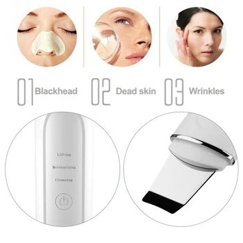 Nowy ultradźwiękowy płuczki skóry Blackhead Remover Face Scrubber Facial Cleanser Pore Cleaner Face Lifting USB Face Skin postała przeciw