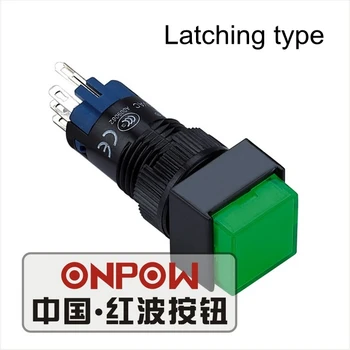 ONPOW 12mm 1NO1NC/2NO2NC 220V czerwony/zielony/niebieski led zatrzaskuje on/off kwadratowy plastikowy wyłącznik przyciskowy (LAS2F-Z) CE, ROHS