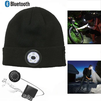 OPQ-Bluetooth w wersji 5.0 LED Hat wbudowane głośniki stereo i mikrofon USB akumulator podświetlenie led czapka z dzianiny dla sportu i aktywnego wypoczynku