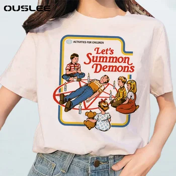 OUSLEE Summer Demon Damska koszulka Harajuku Scary Cartoon męska t-shirt topy Chic Ullzang Grim Evil Series koszulka Damska odzież uliczna