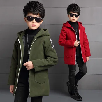 Odzież dziecięca nowy chłopak płaszcz z długimi rękawami zgrubienie pikowana kurtka zielony czerwony brązowy kolor 4-14 lat Darmowa dostawa