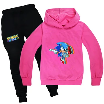 Odzież zimowa zestawy Halloween dla dzieci moda Sonic The Hedgehog kreskówka bluza+spodnie dziewczyny odzież ładny print strój sportowy