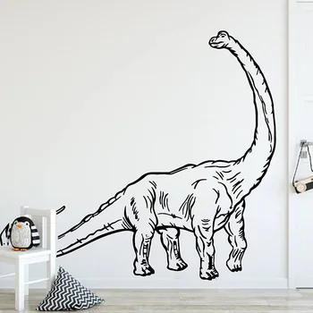 Ogromny Dinozaur Z Długą Szyją Zwierzę Naklejki Ścienne, Pokój Dziecięcy Park Jurajski Brachiosaurus Dinozaur Zwierzę Naklejka Na Ścianę Winylu Wystrój Domu