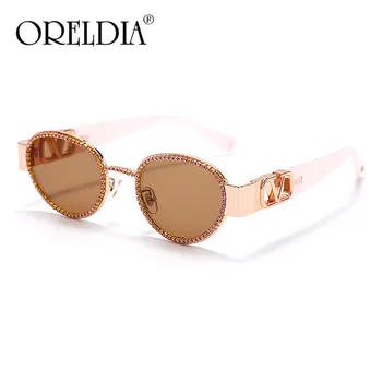 Okrągły diament okulary mężczyźni 2020 nowe luksusowe kobiety owalne kryształowe drewniane modne okulary przeciwsłoneczne UV400 Gafas de sol mujer