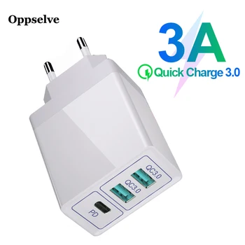 Oppselve Quick Charge QC 3.0 PD USB Charger 30W USB C Fast Charger for iPhone 12 Mini 11 Pro XS Max X iPad PD ładowarka do telefonu komórkowego