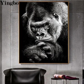 Orangutan zwierzę Diament malarstwo pełna kwadrat okrągły Diament haft 5 d diamentowa mozaika kryształowe obrazy czarny biały uchwyt sztuka
