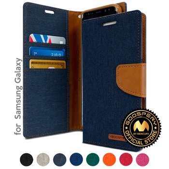 Oryginalny Mercury Goospery płótno Pamiętnik portfel pokrywa na zawiasach, pokrywa dla Samsung Galaxy Note 20 Ultra Note 10 plus