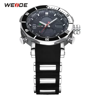 Oryginalny WEIDE wodoodporny sportowy zegarek męski cyfrowy kwarcowy zegarek czarna tarcza gumką analogowe zegarki wojskowe Montre Homme
