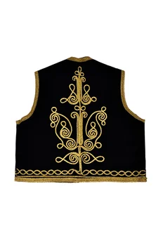 Ottoman haftowane VEST(BLACK),History,Turkish,Traditional,Ceremonial,Handmade,Handcrafting,Motif,Accessory,Clothing,Men