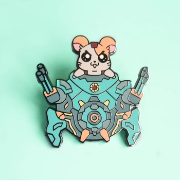 Overwatchs Funny Hammond Hamtaro Mash Up Hard Emal Pin Fashion Cute Animal Hamster Brooch Shooting Game Fan Wyjątkowy Prezent