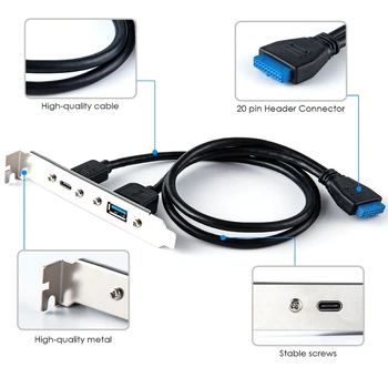 PCI Card PCIL to USB 3.0 USB3.1 Type-C Expansion Bracket 20Pin Panel Mount kabel